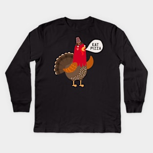 Save a turkey, eat pizza vegan Kids Long Sleeve T-Shirt